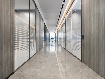 现代办公室走廊3D模型下载